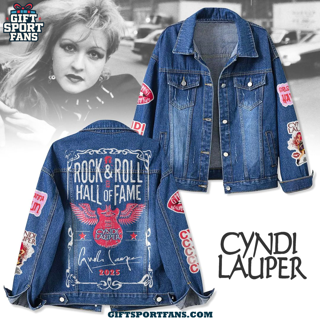 Cyndi Lauper Rock And Roll Hall Of Fame Demin Jacket Cyndi Lauper Rock And Roll Hall Of Fame Demin Jacket
