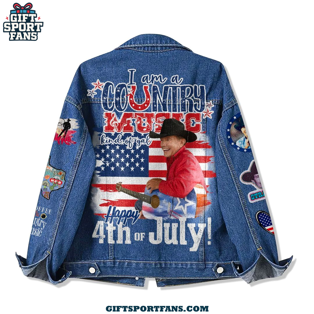 George Strait I Am Country Music Kind Of Gal Happy 4th 2025 Demin Jacket George Strait I Am Country Music Kind Of Gal Happy 4th 2025 Demin Jacket