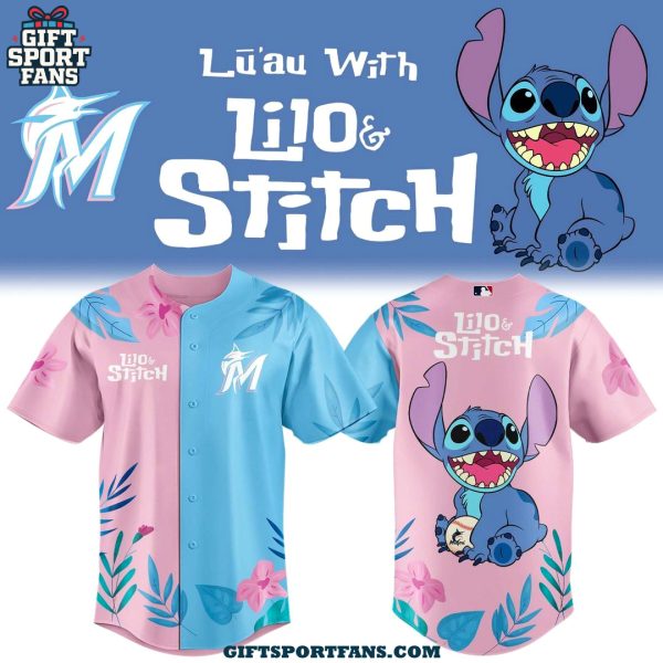 Miami Marlins x Lilo & Stitch 2025 For Fans Pink Blue Jersey