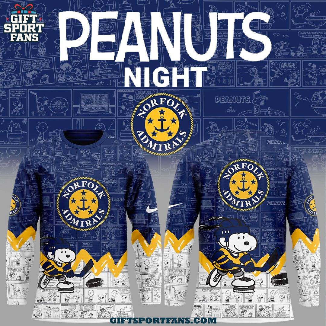 Norfolk Admirals Anniversary of Peanuts 2025 Hockey Jersey Norfolk Admirals Anniversary of Peanuts 2025 Hockey Jersey