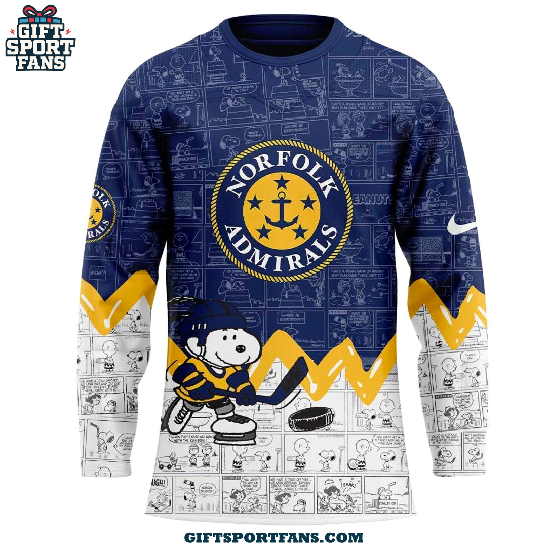 Norfolk Admirals Anniversary of Peanuts 2025 Hockey Jersey Norfolk Admirals Anniversary of Peanuts 2025 Hockey Jersey