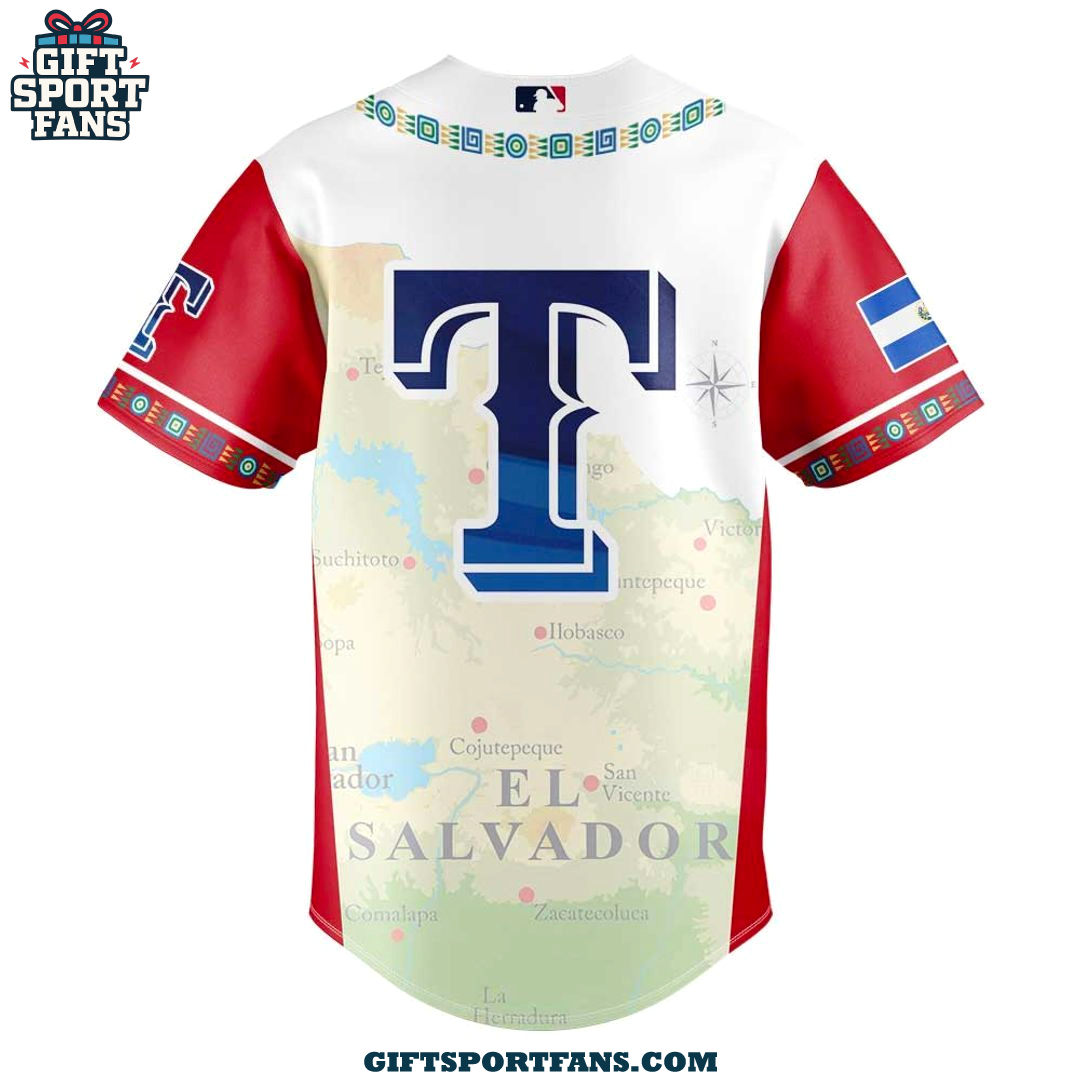 Texas Rangers Salvadoran Heritage Night 2025 Special Jersey Cap Texas Rangers Salvadoran Heritage Night 2025 Special Jersey Cap