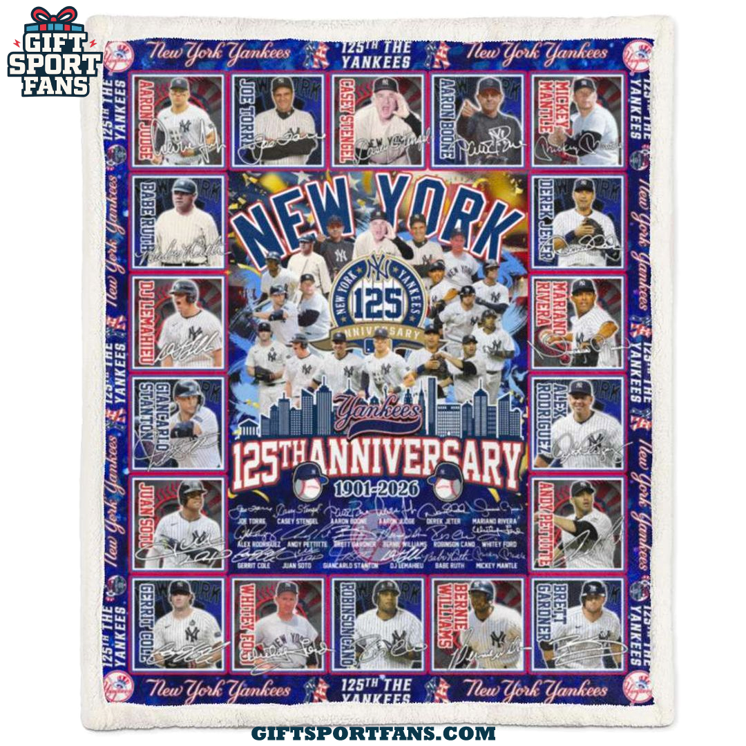 The New York Yankees 125th Anniversary 1901-2026 Fleece Blanket The New York Yankees 125th Anniversary 1901-2026 Fleece Blanket