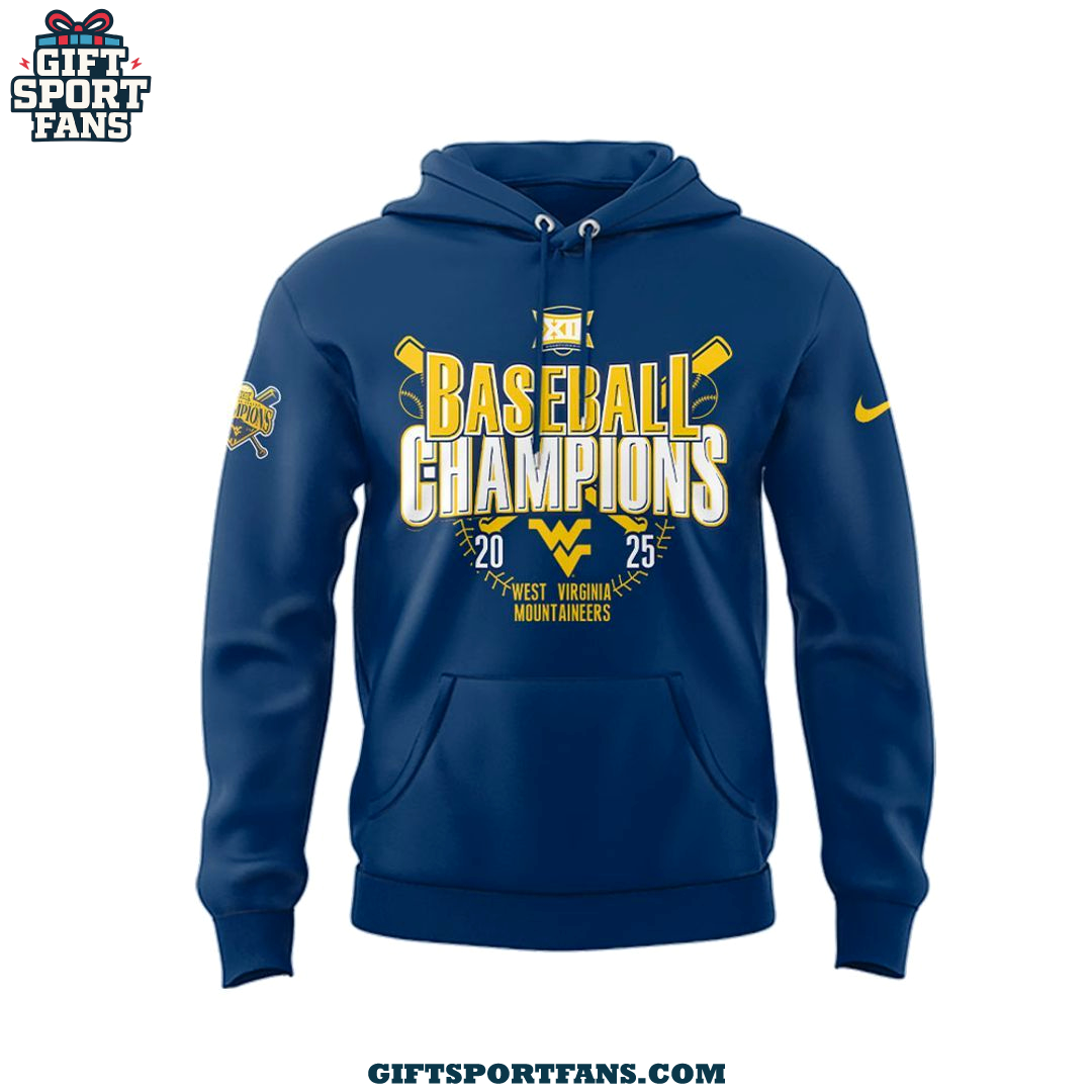 Virginia Mountaineers Baseball Big 12 Champions 2025 Navy Teams Special Hoodie Virginia Mountaineers Baseball Big 12 Champions 2025 Navy Teams Special Hoodie